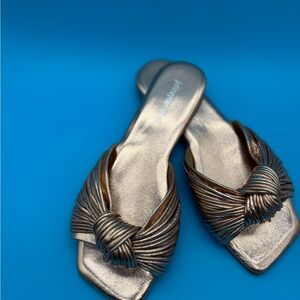 Jeffrey Campbell Bronze Knot-Front Slide Sandals - Women